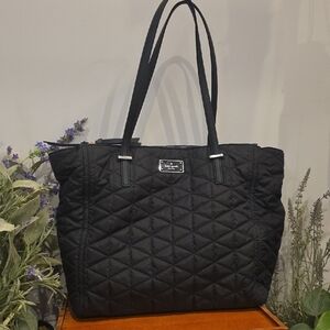 KATE SPADE BLACK QUILTED NYLON TOTE EUC